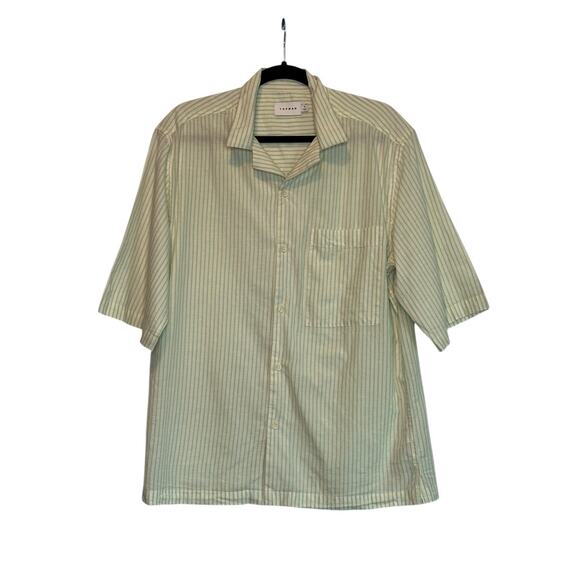 Topman cream green stripes short sleeves casual shirt size Small - Picture 1 of 10